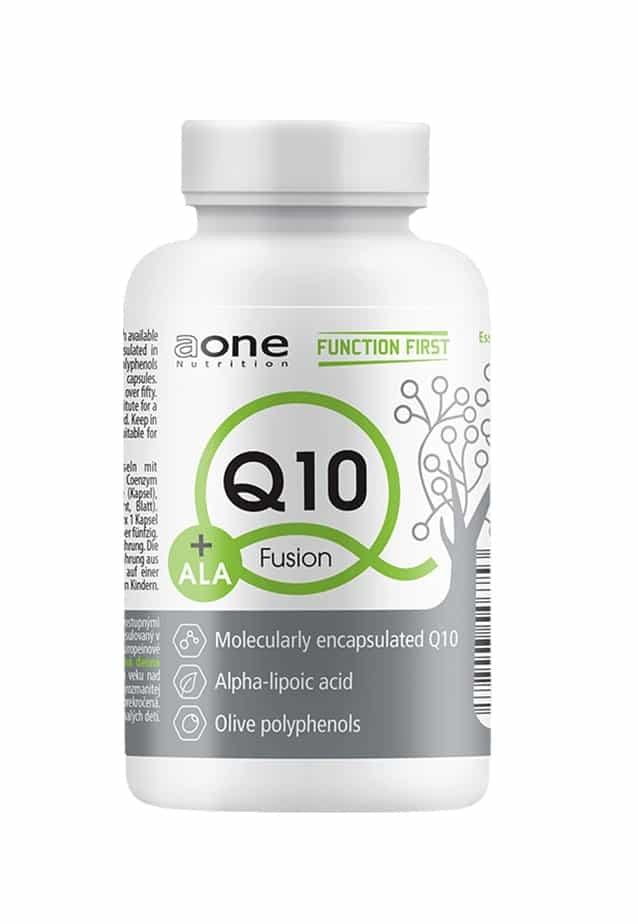 Vitamíny a minerály AONE Q10+ALA, 60 kapslí, koenzym Q10 s kyselinou alfa-lipovou a polyfenoly z oliv